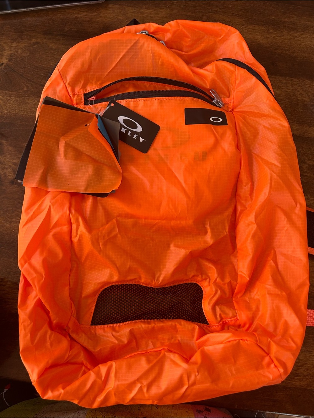 Oakley Men's Bright Orange Packable Backpack with Front Zip Pocket